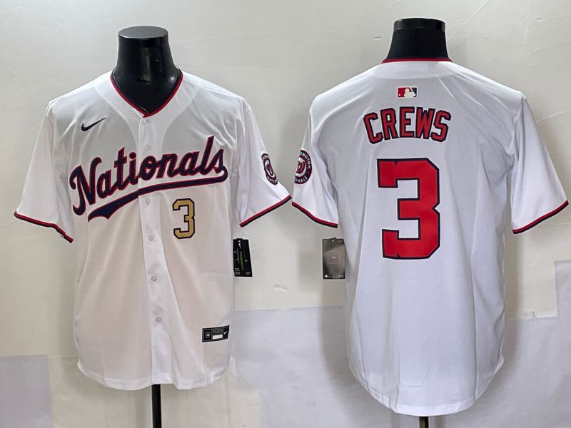 Men 2025 Washington Nationals #3 Crews White Game Nike MLB Jersey style 5->washington nationals->MLB Jersey